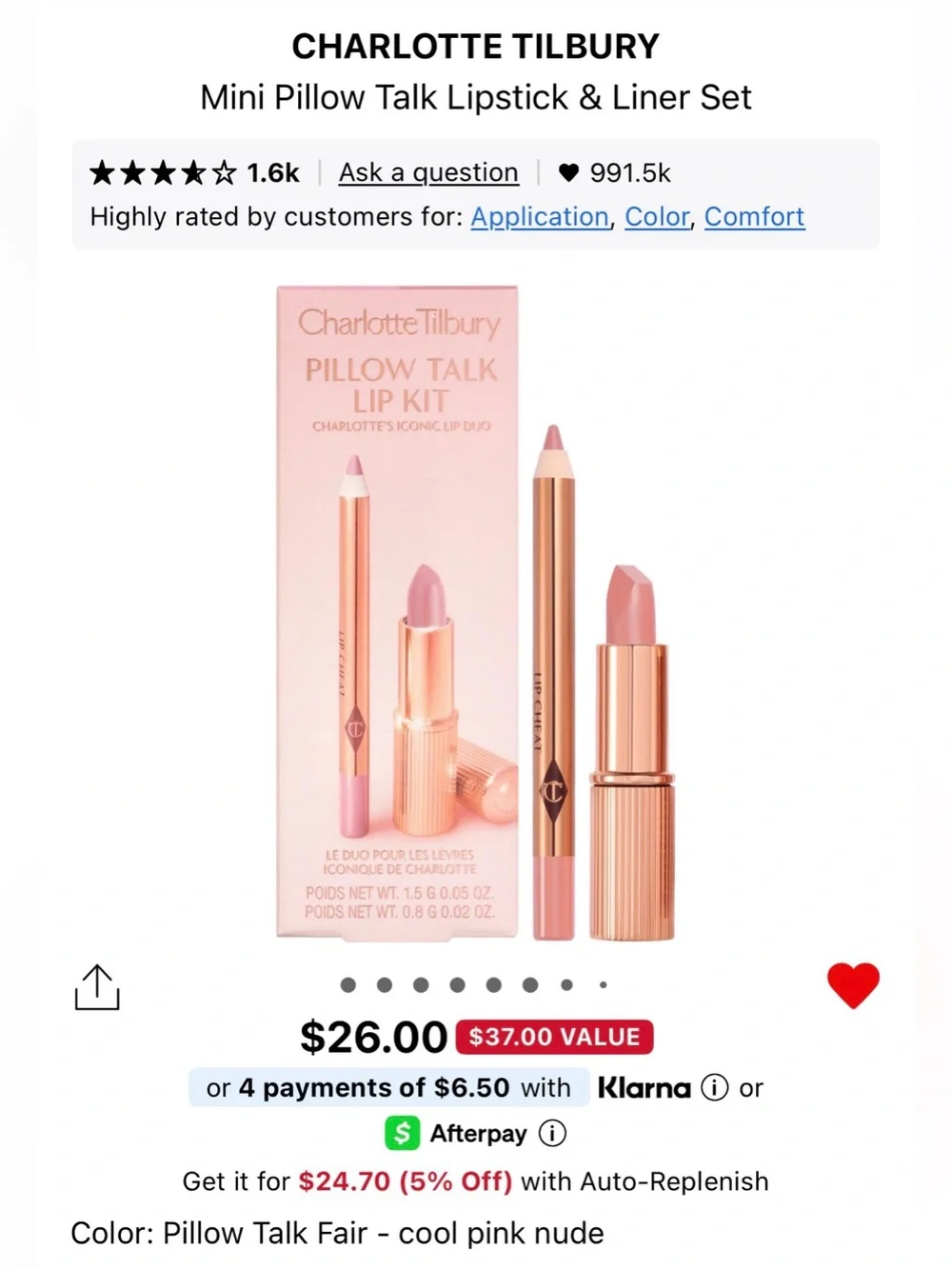 Charlotte Tilbury Mini Pillow Talk Lip Kits